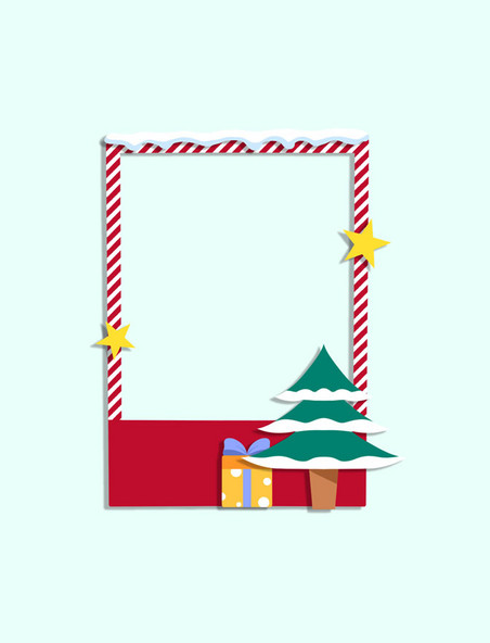 圣诞圣诞节边框剪纸风拍照框