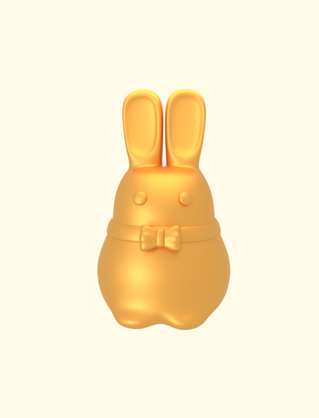 3D立体金色兔子新年快乐元素