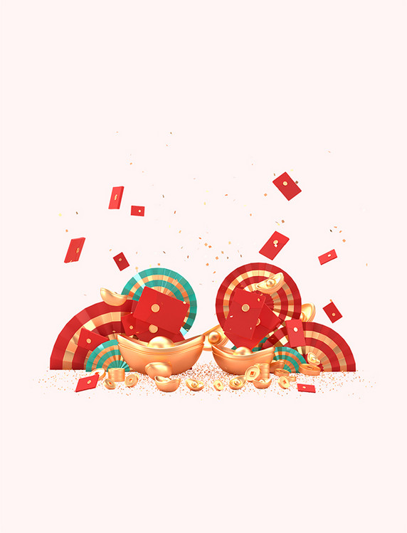 c4d新年场景兔年快乐场景元素3d元素素材春节年货节