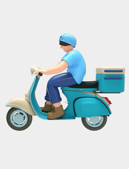 C4D立体3D外卖员骑电瓶车动图gif