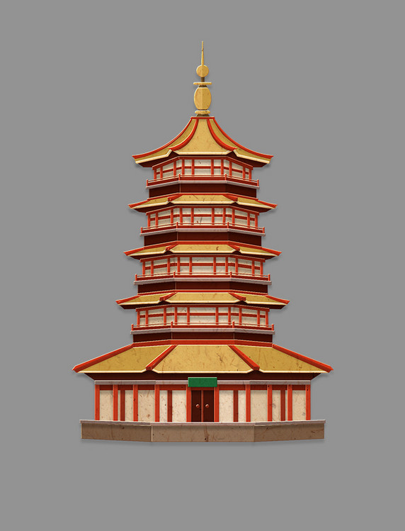 立体剪纸剪纸风中国风中式建筑古建筑宝塔