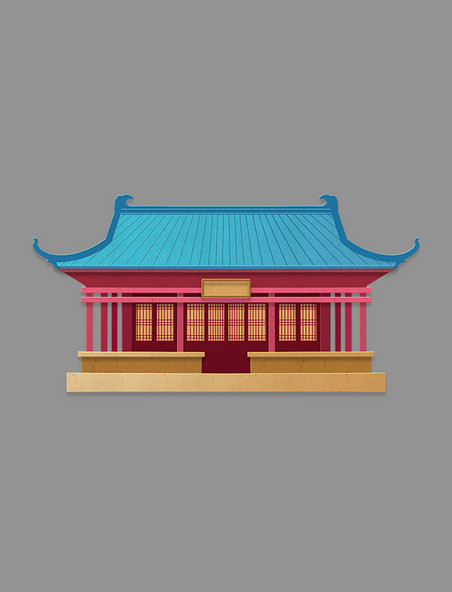 立体剪纸剪纸风中式建筑中国风古建筑寺庙