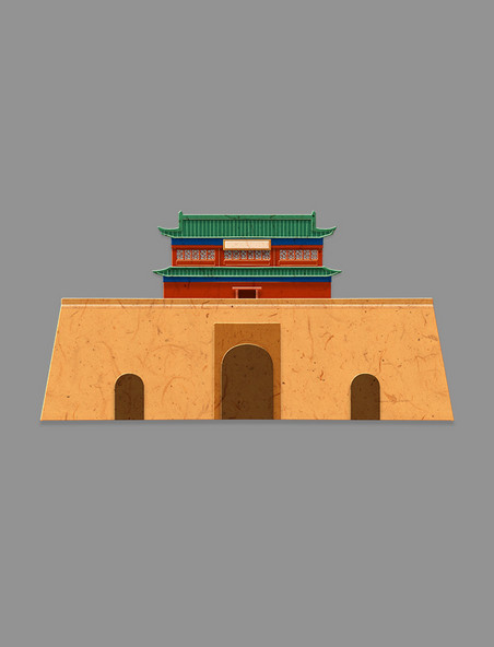 立体剪纸剪纸风中式建筑中国风古建筑城楼城墙