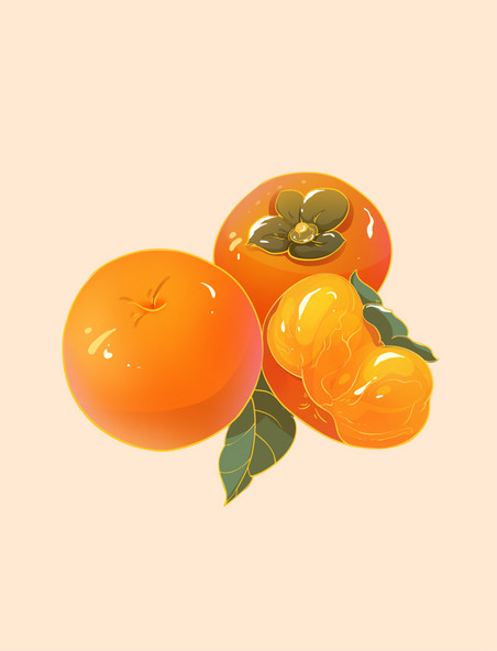 美食水果柿子元素
