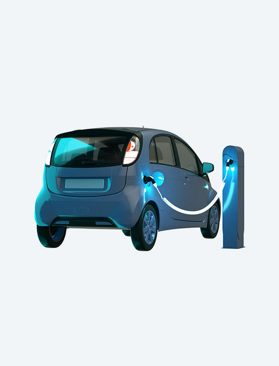 3D立体C4D新能源汽车充电元素电车