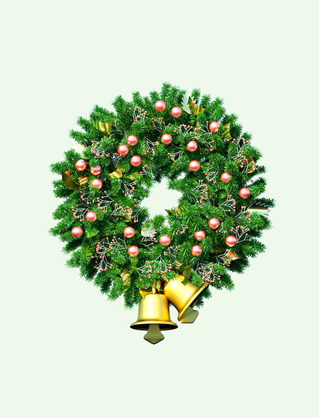圣诞节铃铛花环庆祝立体3D装饰元素
