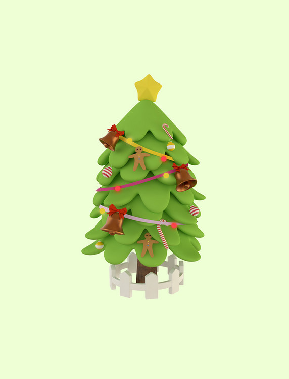 3d圣诞圣诞节立体圣诞树立体3D装饰元素