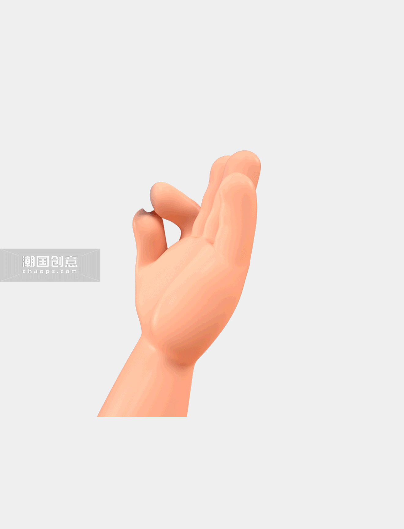 3D立体只手握住像对话框元素点赞动画