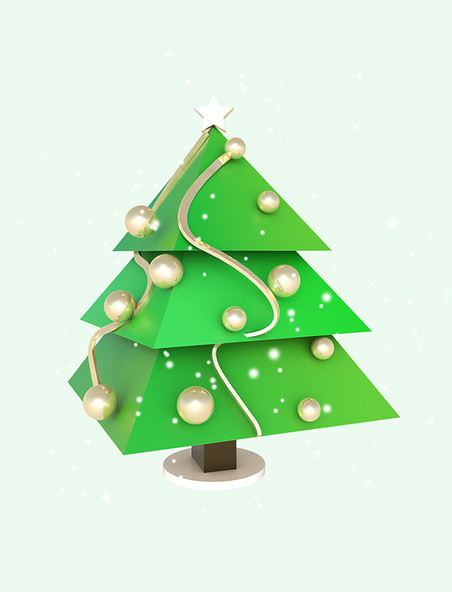 西方传统节日圣诞树C4D立体树立体3D装饰元素