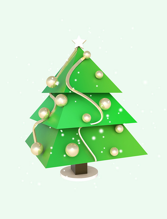 西方传统节日圣诞树C4D立体树立体3D装饰元素