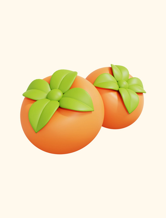 3D立体秋季成熟果实柿子元素