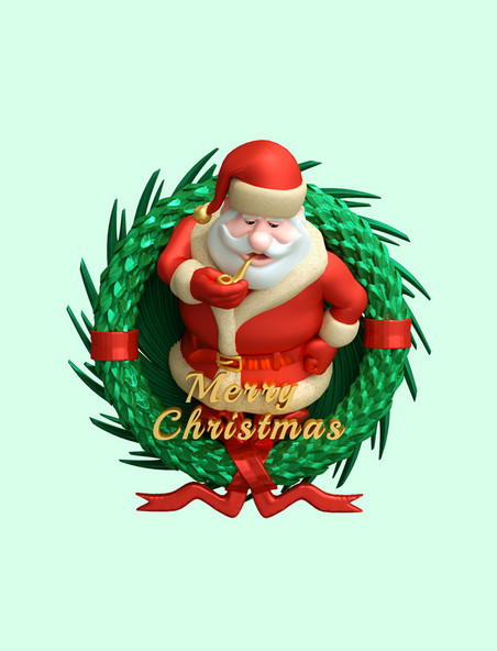 3d圣诞老人圣诞节主题元素立体3D装饰元素