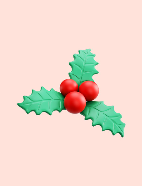 3d圣诞圣诞节C4D装饰元素浆果叶