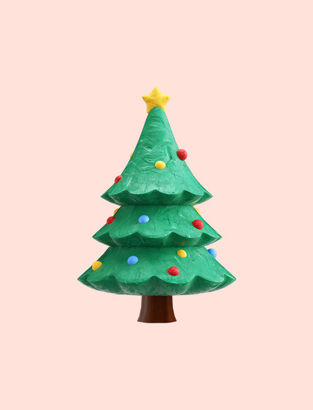 3d圣诞圣诞节C4D黏土装饰元素圣诞树