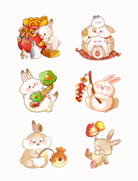 兔年春节新春可爱兔子卡通元素