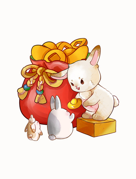 兔年新春春节迎新年喜庆福袋可爱兔子