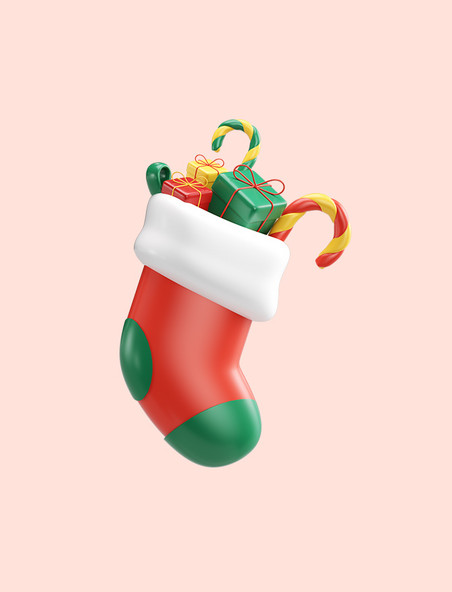 3d圣诞圣诞节C4D装饰元素袜子礼物