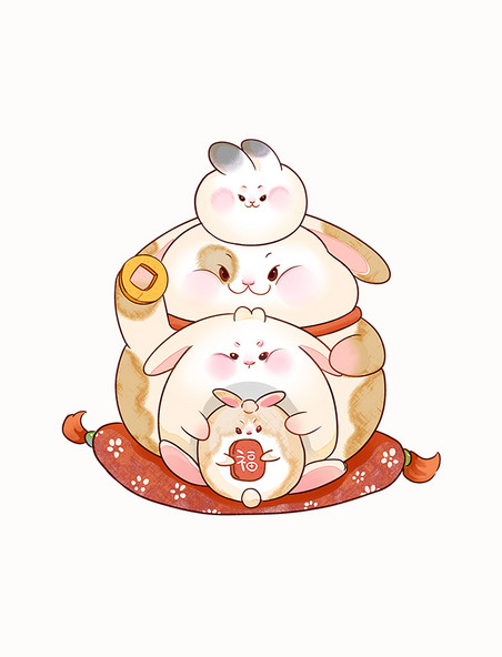 兔年新春春节招财兔可爱萌系兔子