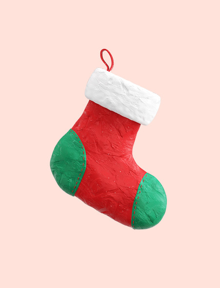 3d圣诞圣诞节C4D黏土装饰元素袜子