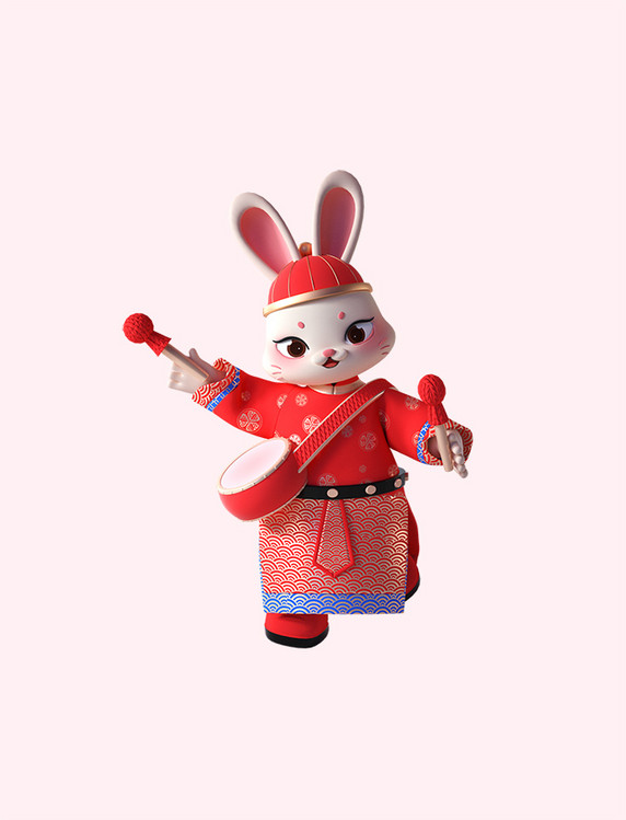 兔年新年春节新春国潮风新年喜庆3D立体卡通兔子形象