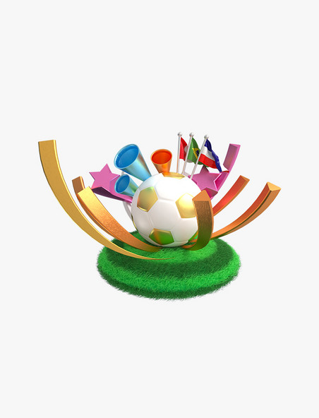 3D立体立体足球装饰图案