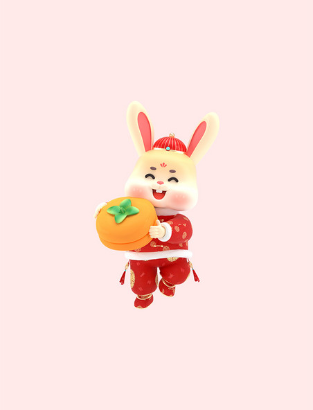 3D卡通新年兔年春节新春兔子元素c4d柿柿如意