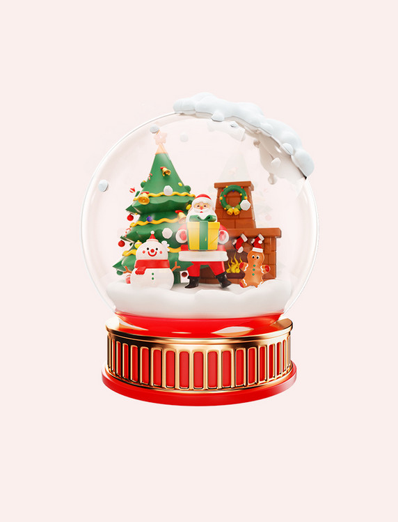 3D圣诞圣诞节玻璃球水晶球礼物