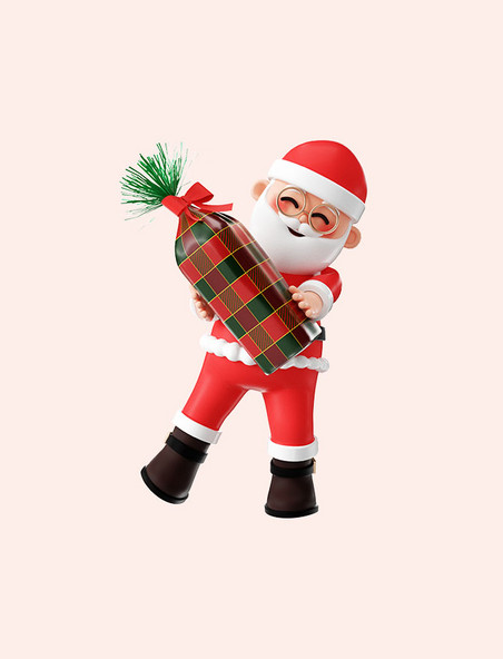 圣诞圣诞节3D立体卡通圣诞老人抱糖果形象