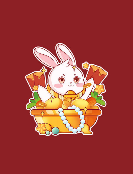 兔年新春新年卡通兔子萌兔成语祝福恭喜发财发红包
