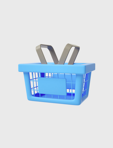 3D立体蓝色C4D购物篮电商促销