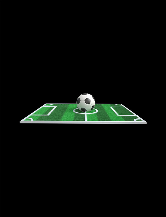 3D立体足球绿色草地足球场足球