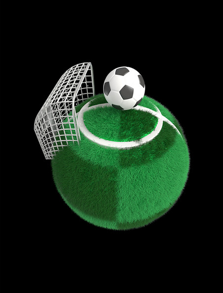 3D立体足球球形足球场地图案