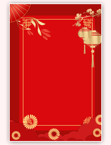春节新年灯笼红色简约大气喜庆背景