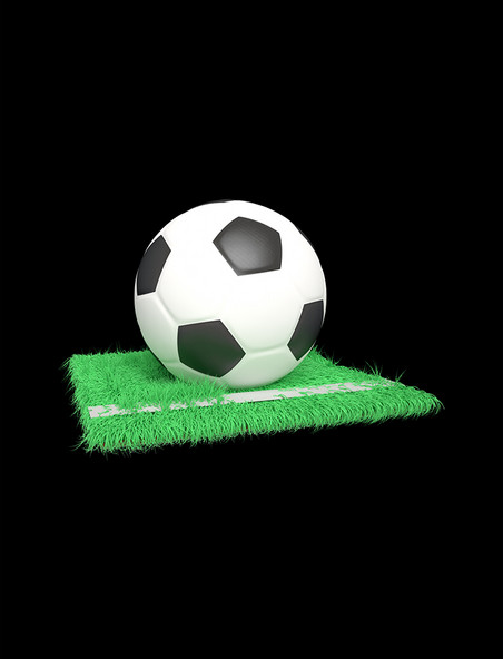 3D立体足球绿色草地上的足球
