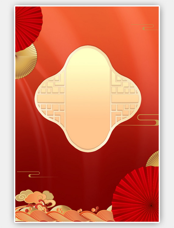 新年春节折扇红色中国风中式背景