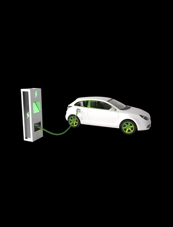 新能源3D立体绿色新能源汽车充电桩