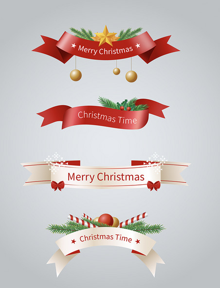 圣诞圣诞节彩带标题框标题栏