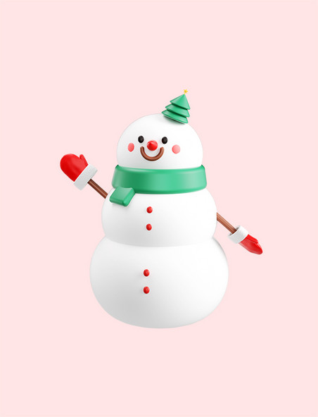 3D立体圣诞圣诞节绿色雪人