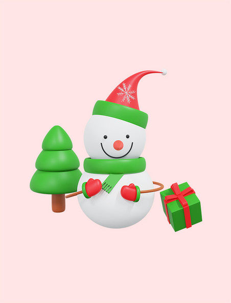 3D立体圣诞圣诞节圣诞树礼物雪人