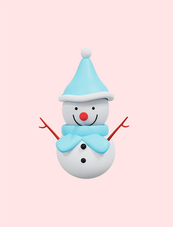 3D立体圣诞圣诞节蓝色雪人