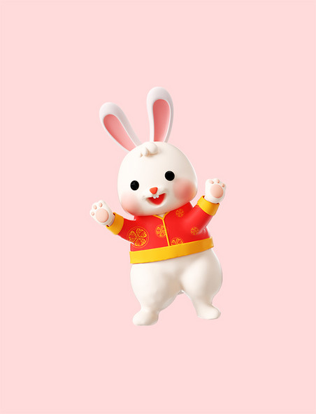 新年春节喜庆3D卡通可爱兔子形象