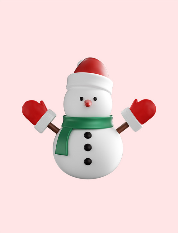 3D立体戴手套圣诞圣诞节雪人