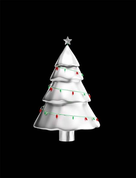 卡通3D立体圣诞节银色圣诞树