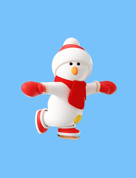 3D冬天冬季立体卡通可爱溜冰雪人形象
