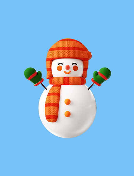 3D冬天冬季立体卡通可爱雪人形象