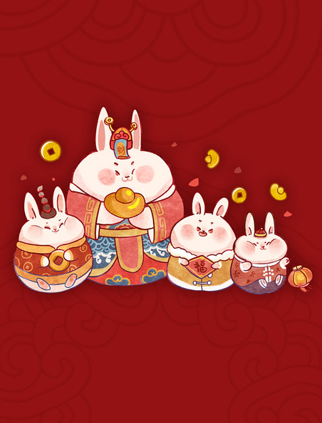 兔年新春春节新年卡通兔子萌兔拜年