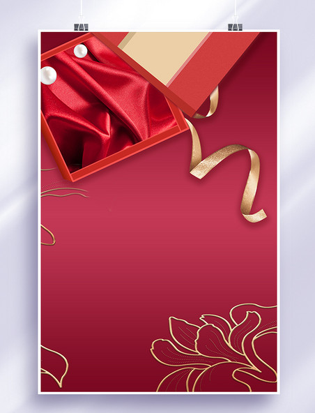 圣诞节购物礼物礼品包装盒丝绸浪漫风背景