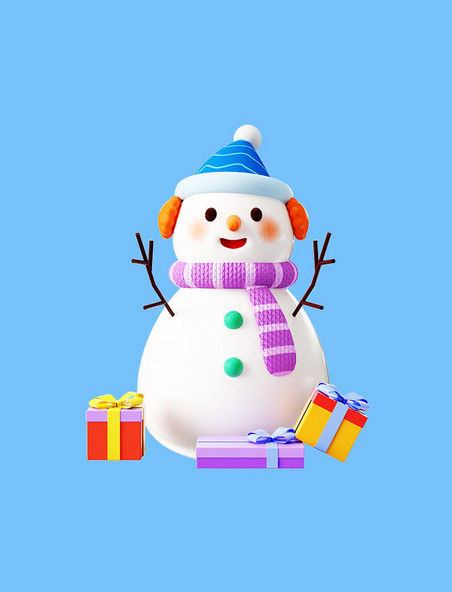 3D卡通冬天冬季立体可爱雪人形象