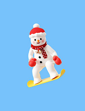 3D冬天冬季立体卡通可爱滑板雪人形象
