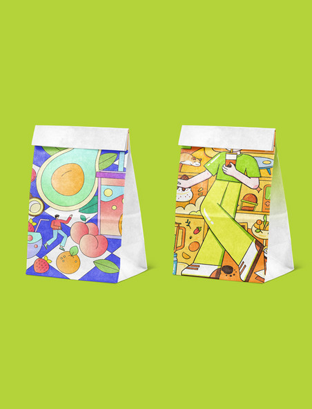 纸袋包装手提袋环保袋样机食物餐饮软包装